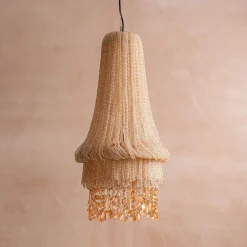 Graham & Green Ceiling Lights & Chandeliers<Adara Peach Beaded Pendant Light