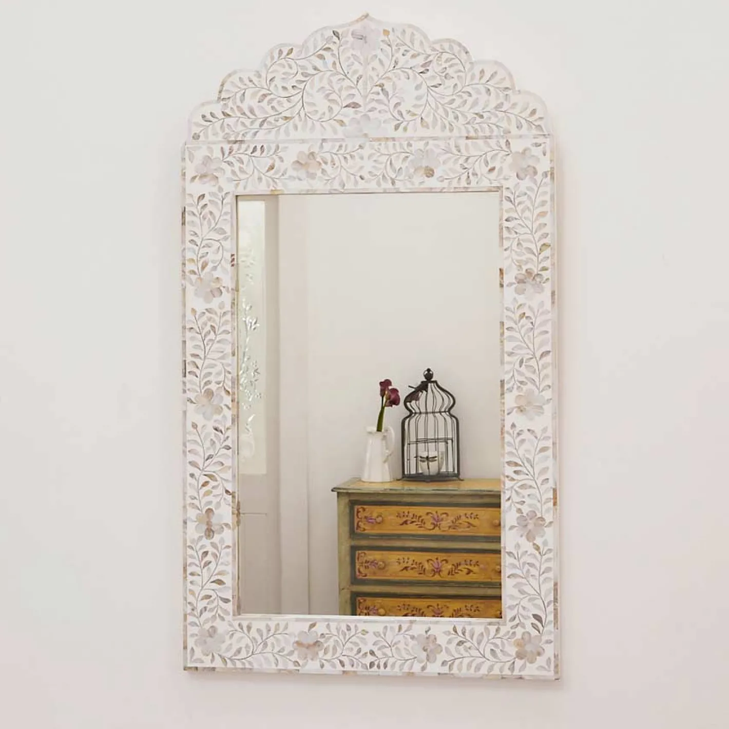 Graham & Green Overmantle Mirrors|Rectangular Mirrors<Adriana White Mother of Pearl Mirror