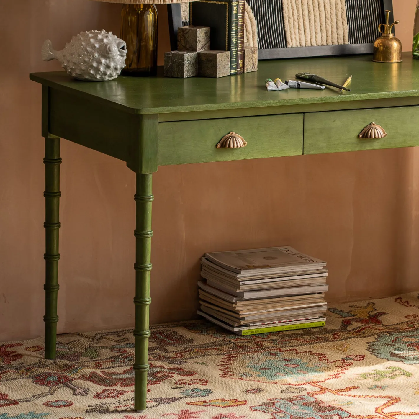 Graham & Green Desks<Alice Green Three Drawer Desk