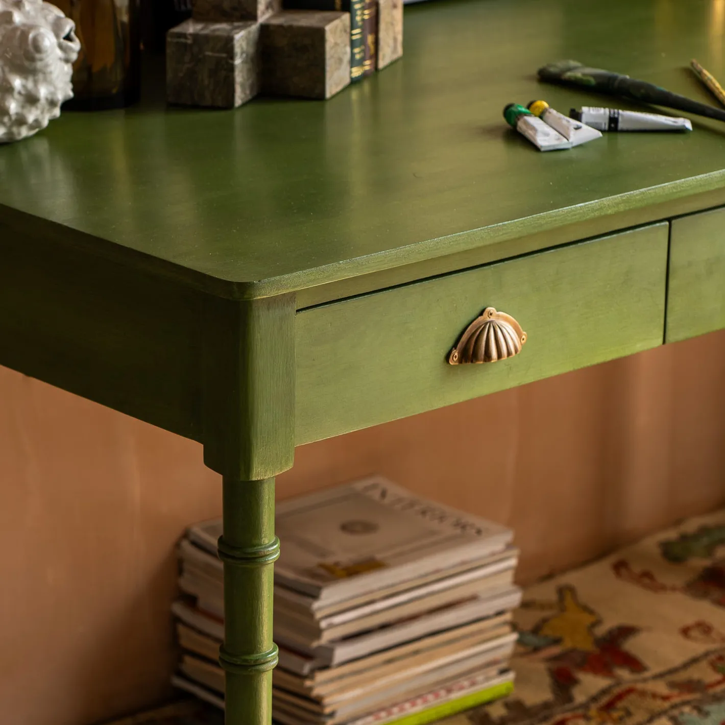 Graham & Green Desks<Alice Green Three Drawer Desk
