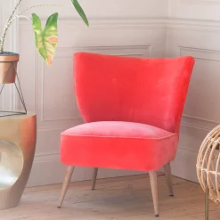 Graham & Green Cocktail Chairs<Alpana Coral Velvet Cocktail Chair