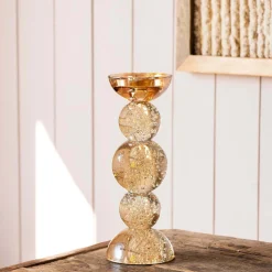 Graham & Green Candle Holders & Candles<Amber Bubble Glass Candle Holders