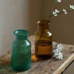 Graham & Green Vases & Plant Pots<Amber Ribbed Glass Bottle Vase