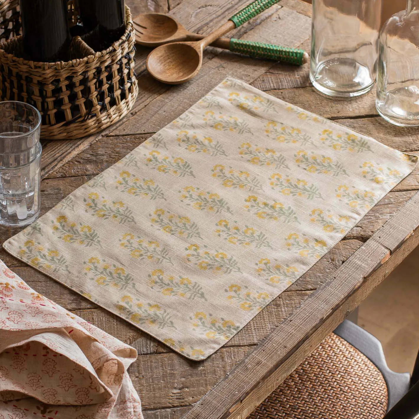 Graham & Green Kitchen Textiles|Placemats, Coasters & Trays<Amelia Block Printed Placemat