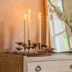 Graham & Green Candle Holders & Candles<Antique Brass Leaves Candle Holder