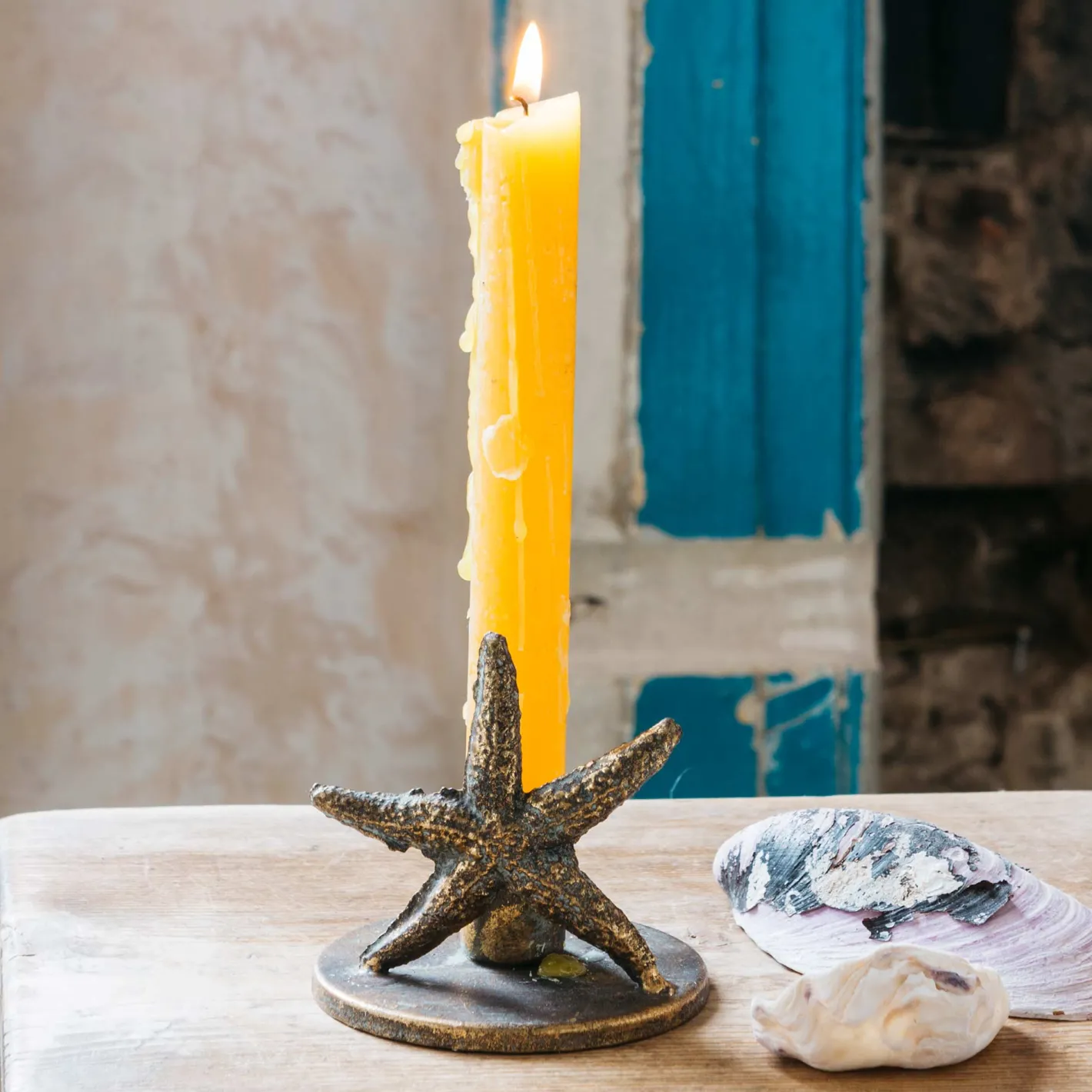 Graham & Green Candle Holders & Candles<Antique Brass Starfish Candle Holder