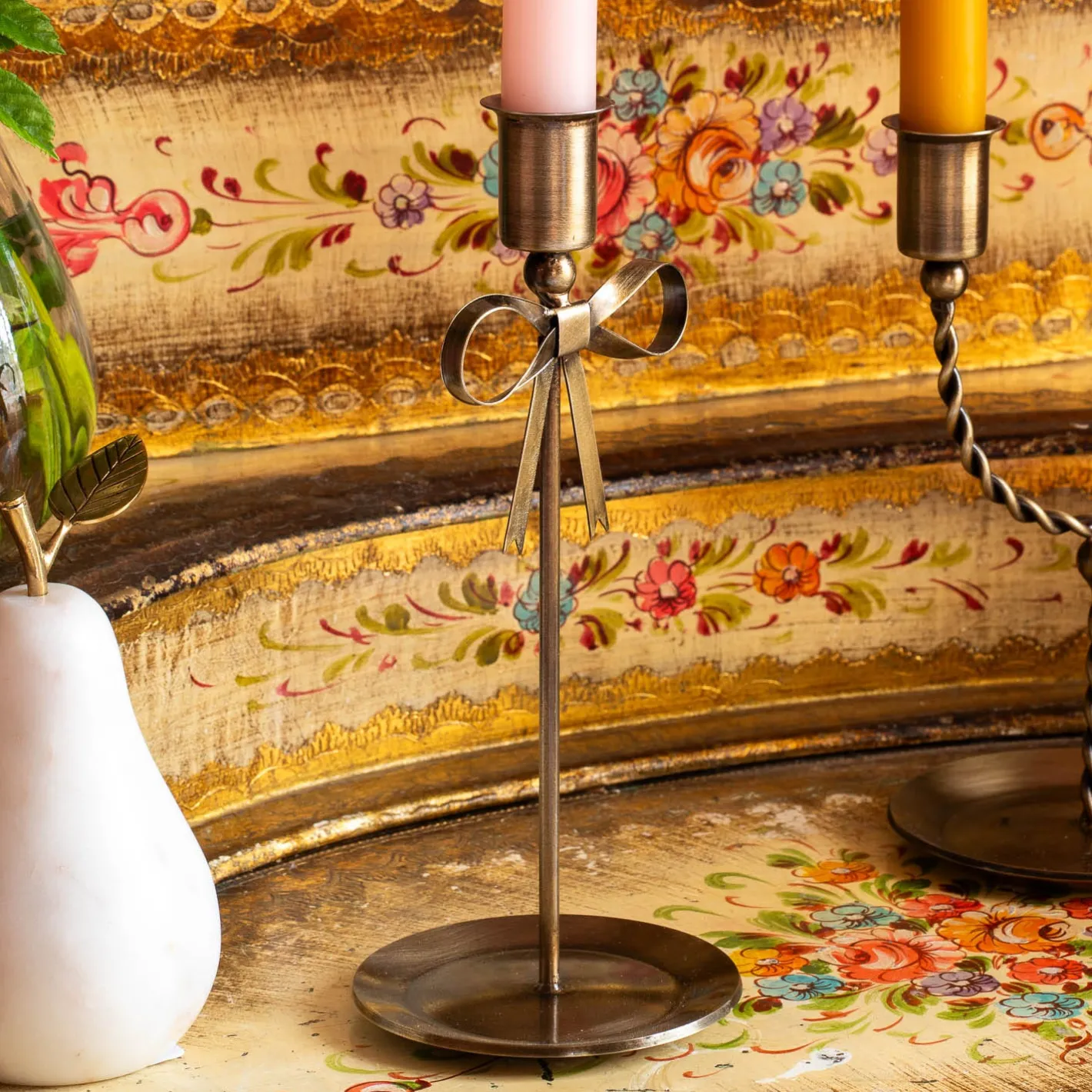 Graham & Green Candle Holders & Candles<Antique Brass Tall Candle Holder