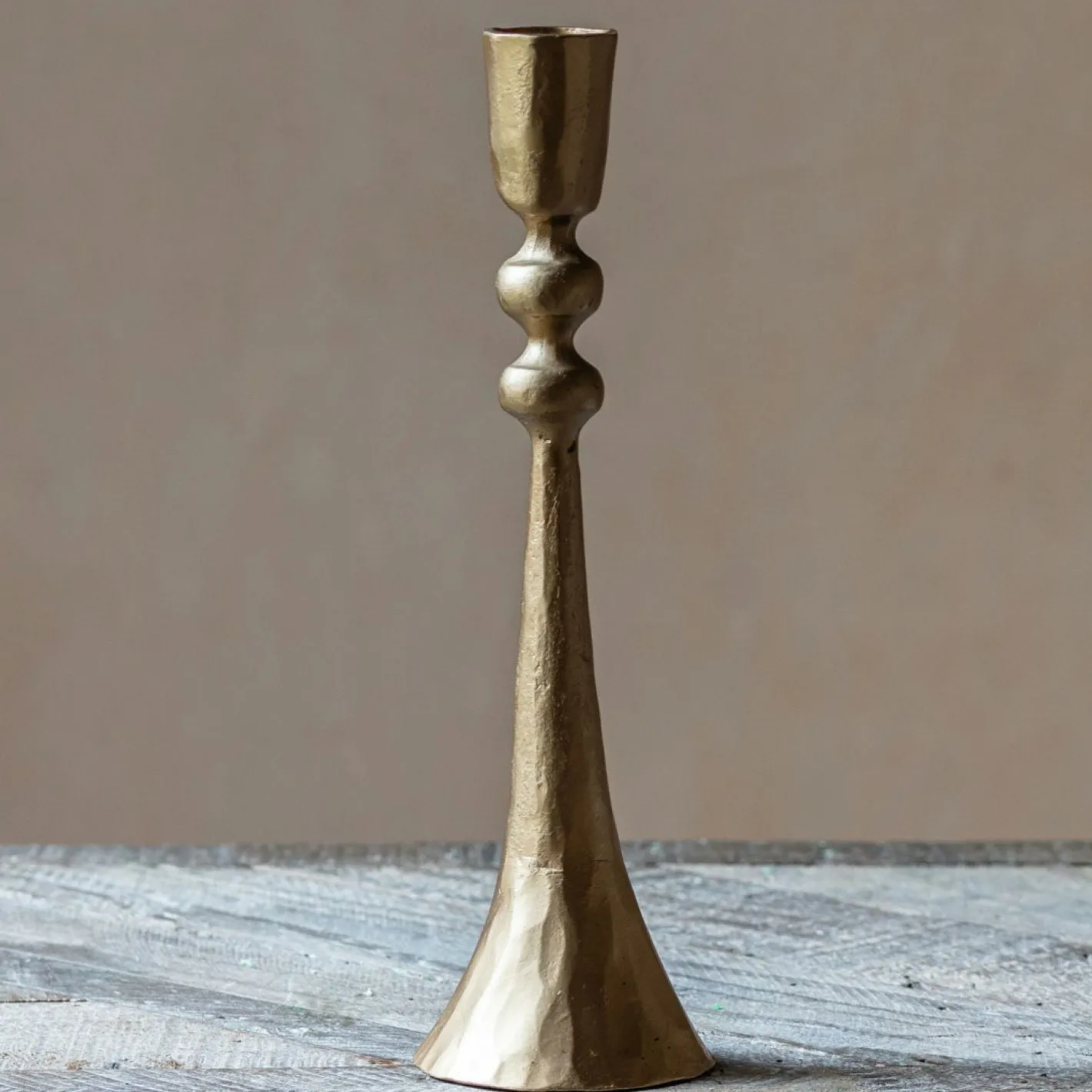 Graham & Green Candle Holders & Candles<Antiqued Gold Fluted Ball Candle Holder