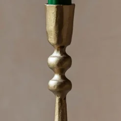 Graham & Green Candle Holders & Candles<Antiqued Gold Fluted Ball Candle Holder