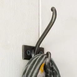 Graham & Green Coat Racks & Hooks<Antiqued Silver Iron Double Wall Hook