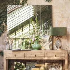 Graham & Green Overmantle Mirrors|Wall Mirrors<Antiqued Squares Wall Mirror