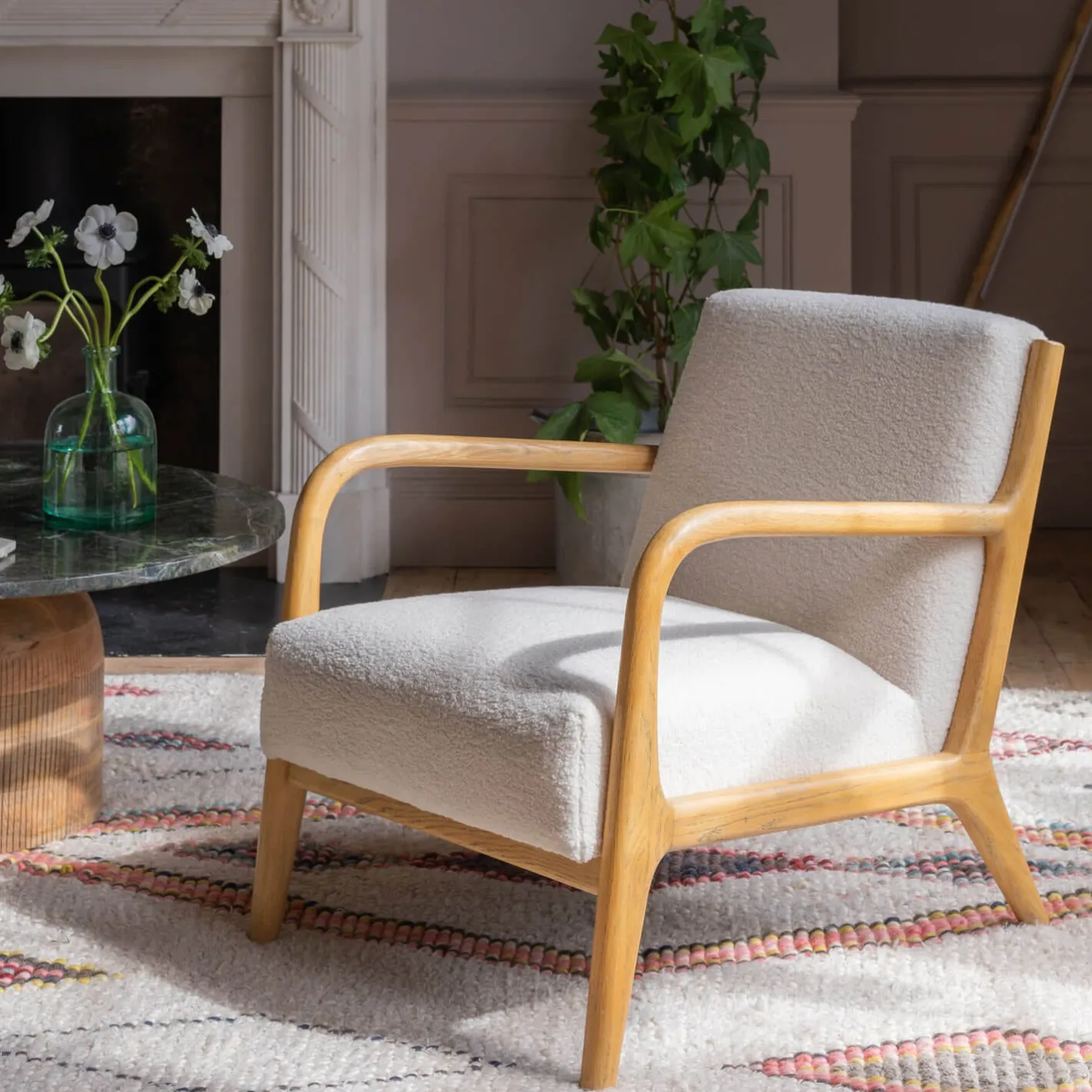 Graham & Green Armchairs<Ashton Chalk Bouclé Armchair