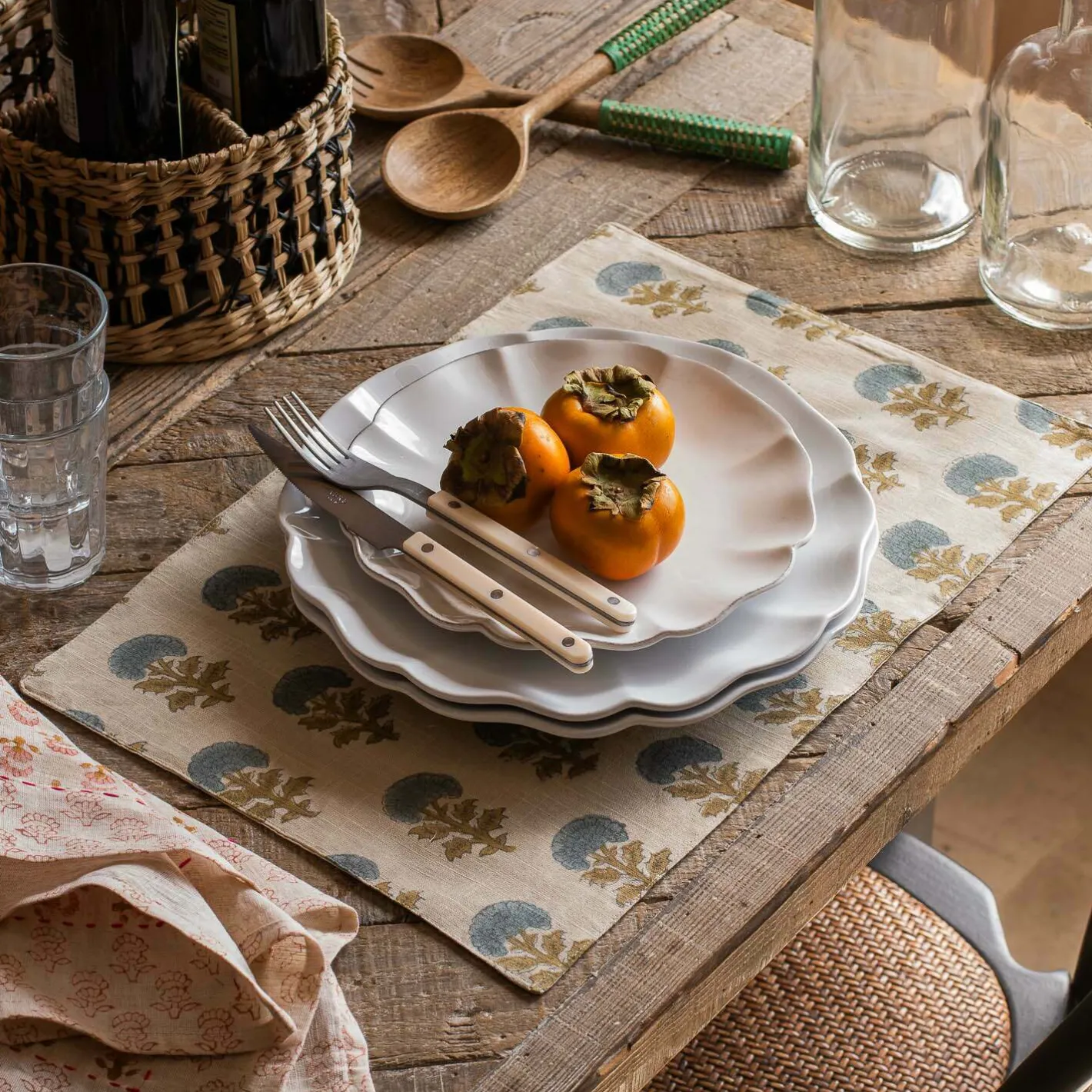 Graham & Green Kitchen Textiles|Placemats, Coasters & Trays<Asta Block Printed Placemat