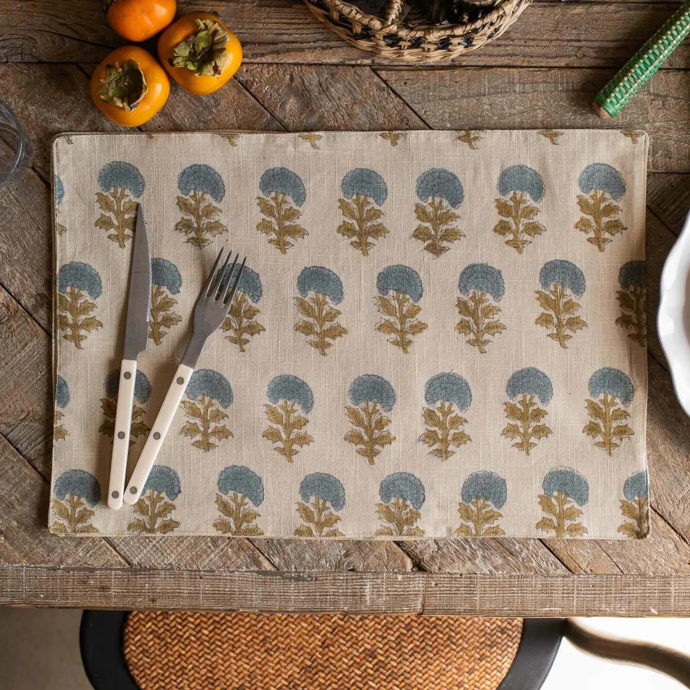 Graham & Green Kitchen Textiles|Placemats, Coasters & Trays<Asta Block Printed Placemat