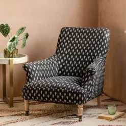 Graham & Green Armchairs<Avree Black Ikat Armchair