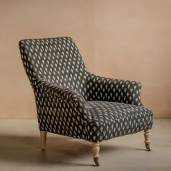 Graham & Green Armchairs<Avree Black Ikat Armchair