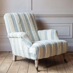 Graham & Green Armchairs<Avree Misty Blue and White Striped Armchair