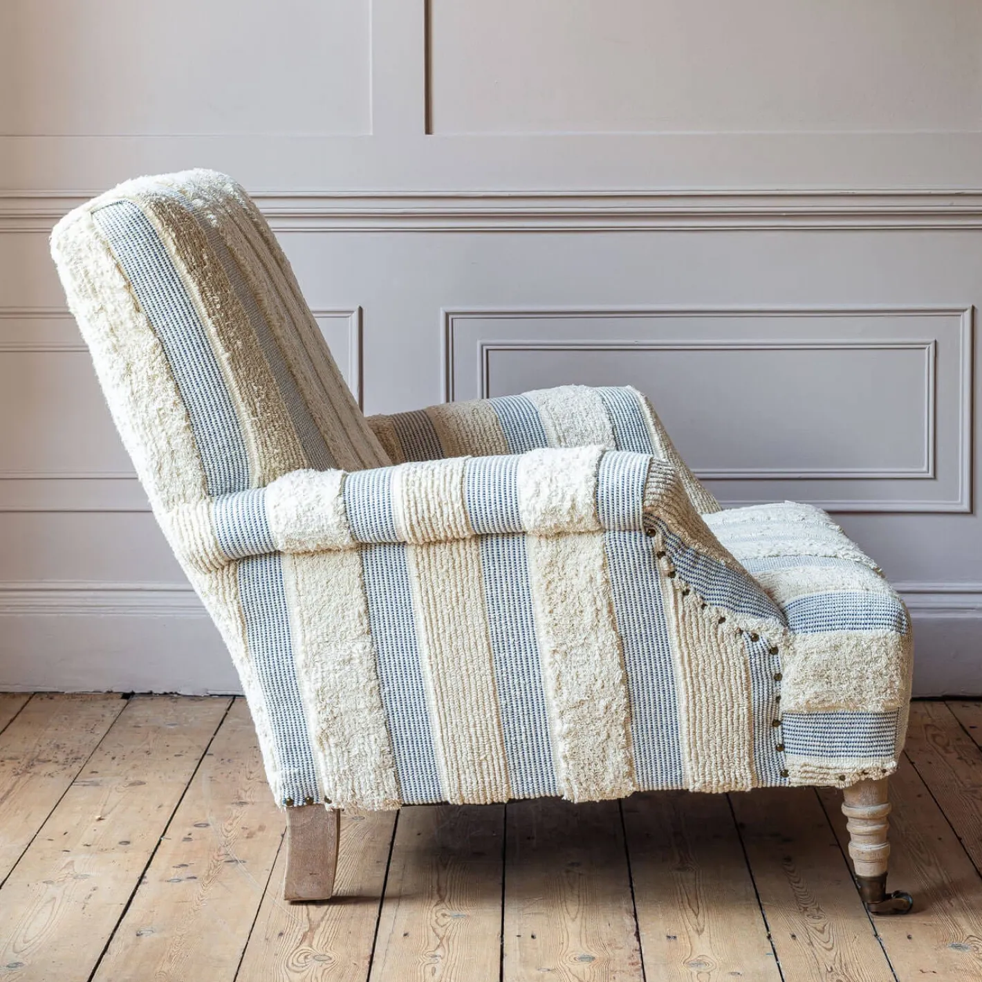Graham & Green Armchairs<Avree Misty Blue and White Striped Armchair