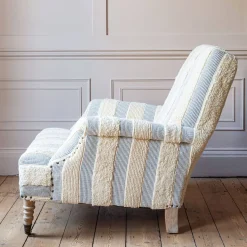 Graham & Green Armchairs<Avree Misty Blue and White Striped Armchair