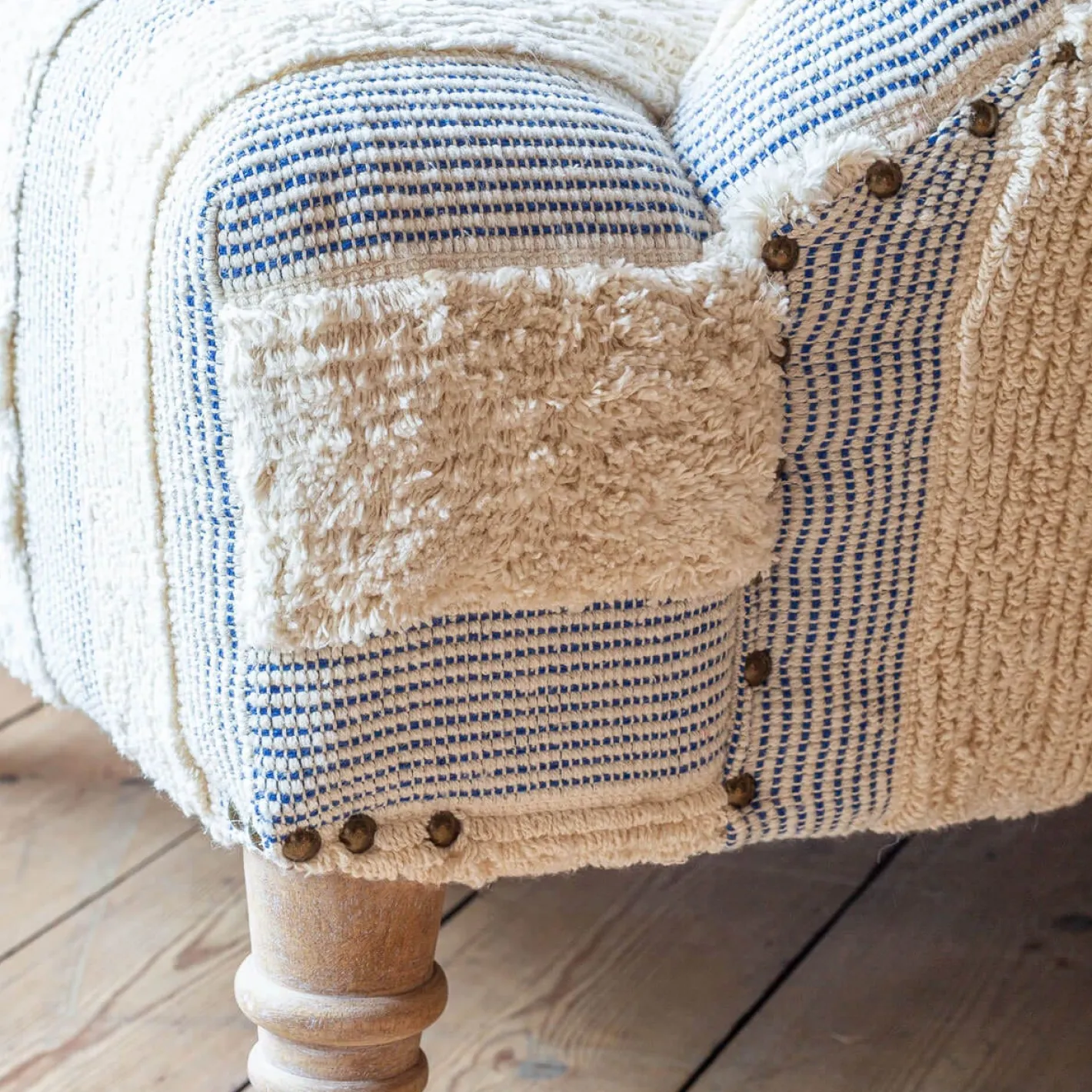 Graham & Green Armchairs<Avree Misty Blue and White Striped Armchair