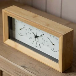 Graham & Green Clocks<Bamboo Thermometer & Hygrometer Alarm Clock