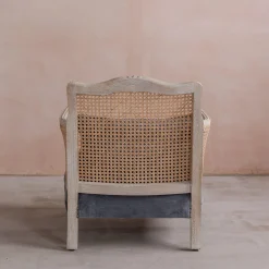 Graham & Green Armchairs<Baylor Grey Velvet and Cane Armchair