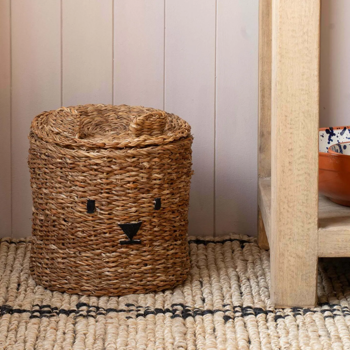 Graham & Green Laundry Baskets<Bear Woven Seagrass Basket with Lid