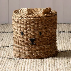 Graham & Green Laundry Baskets<Bear Woven Seagrass Basket with Lid
