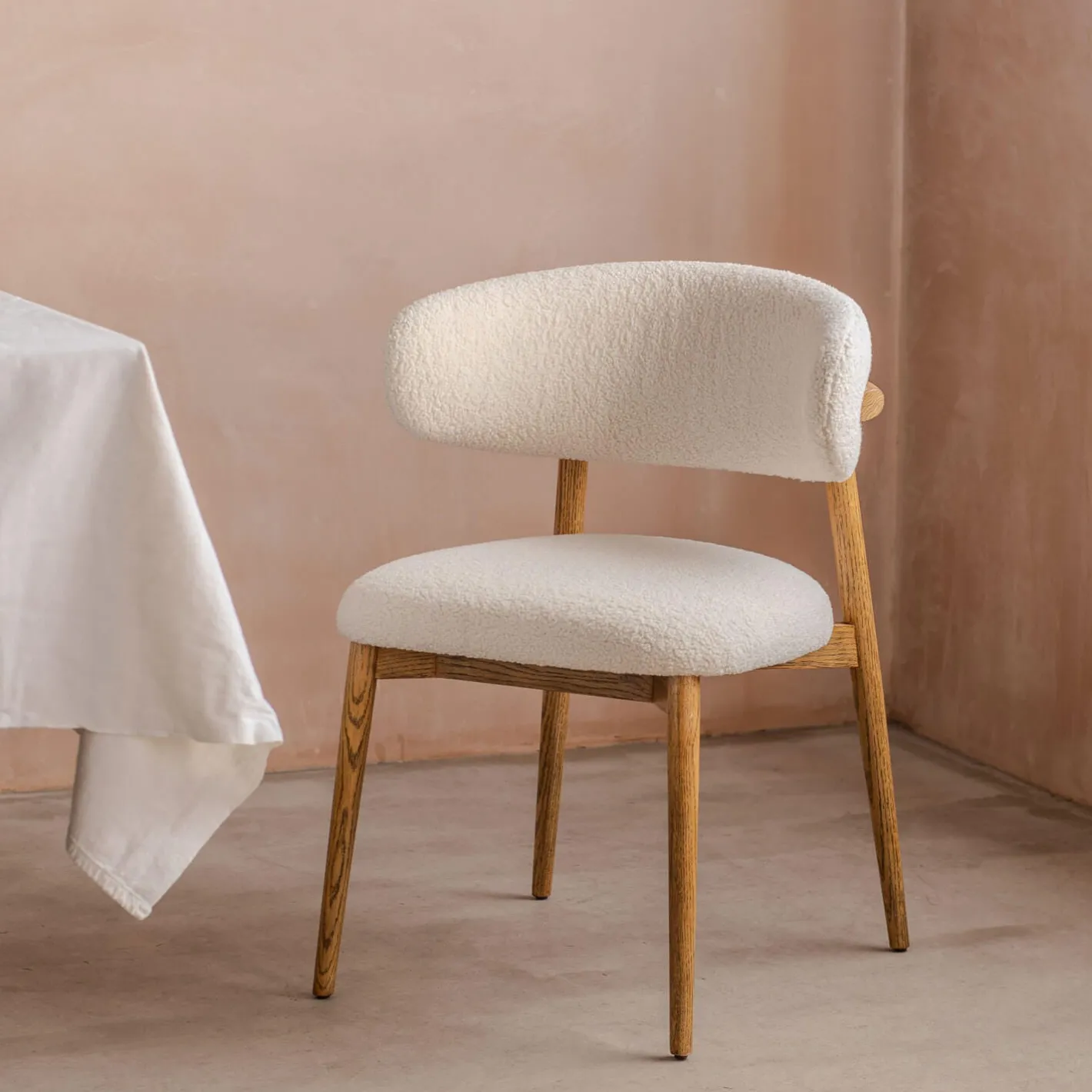 Graham & Green Dining Chairs<Beaufort White Boucle Dining Chair