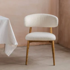 Graham & Green Dining Chairs<Beaufort White Boucle Dining Chair