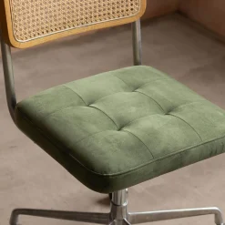Graham & Green Desk Chairs<Bilbury Moss Green Velvet and Rattan Desk Chair