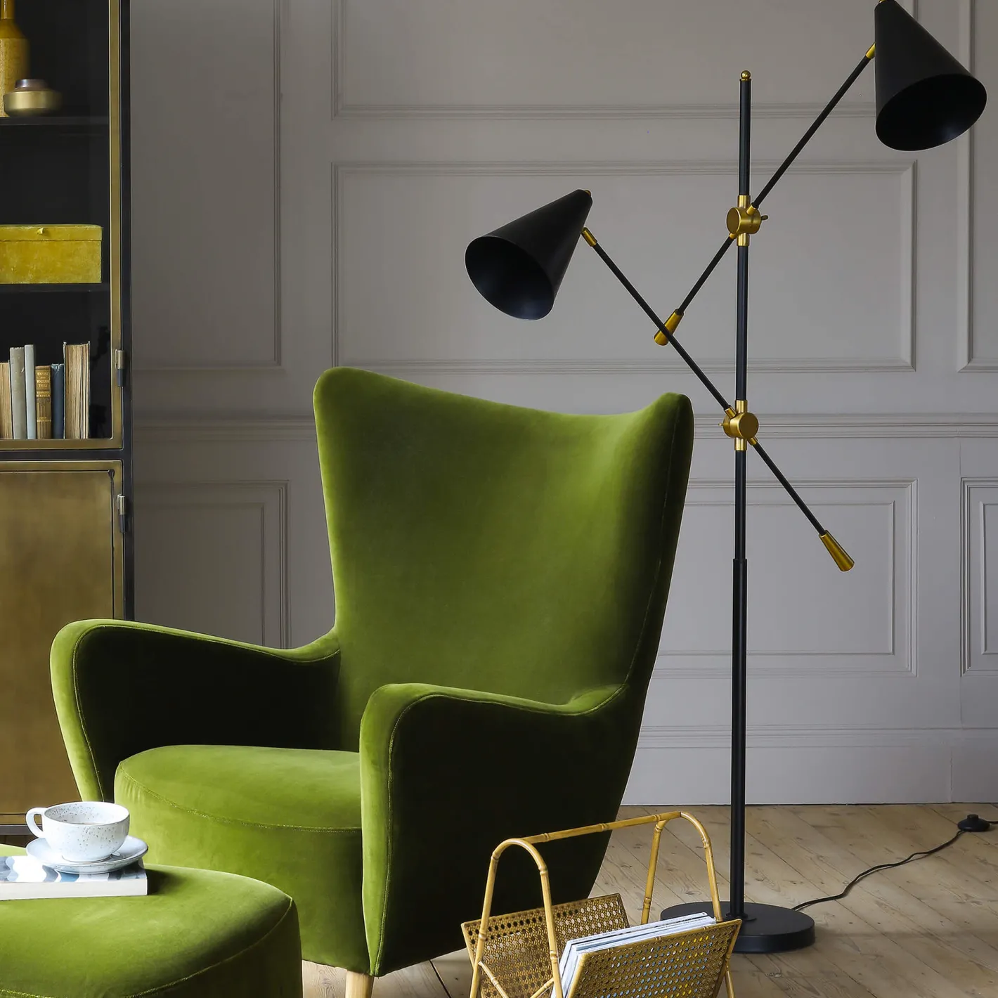 Graham & Green Floor Lamps<Black Adjustable Twin Floor Lamp