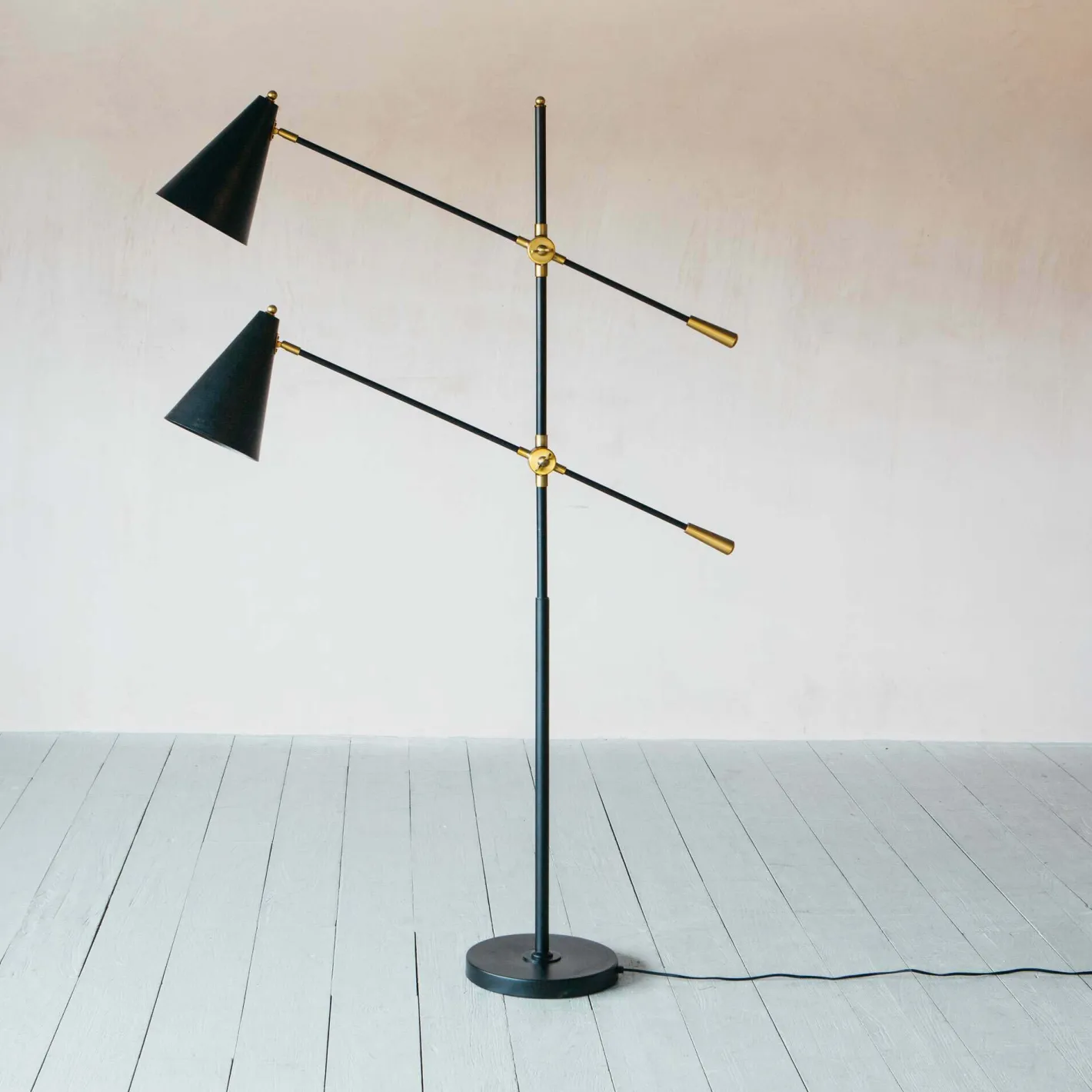 Graham & Green Floor Lamps<Black Adjustable Twin Floor Lamp