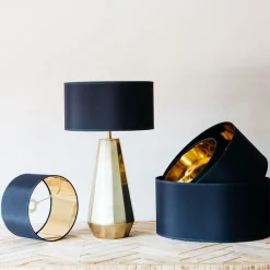 Graham & Green Lamp Shades<Black and Gold Cotton Lamp Shades