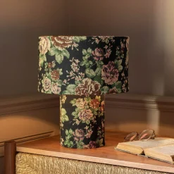 Graham & Green Table Lamps<Black Floral Tapestry Table Lamp