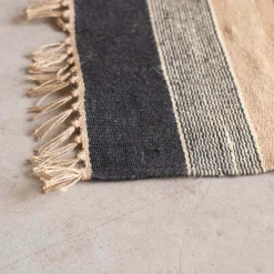 Graham & Green Rugs & Runners<Black, White & Blush Striped Rug 120 x 60cm.