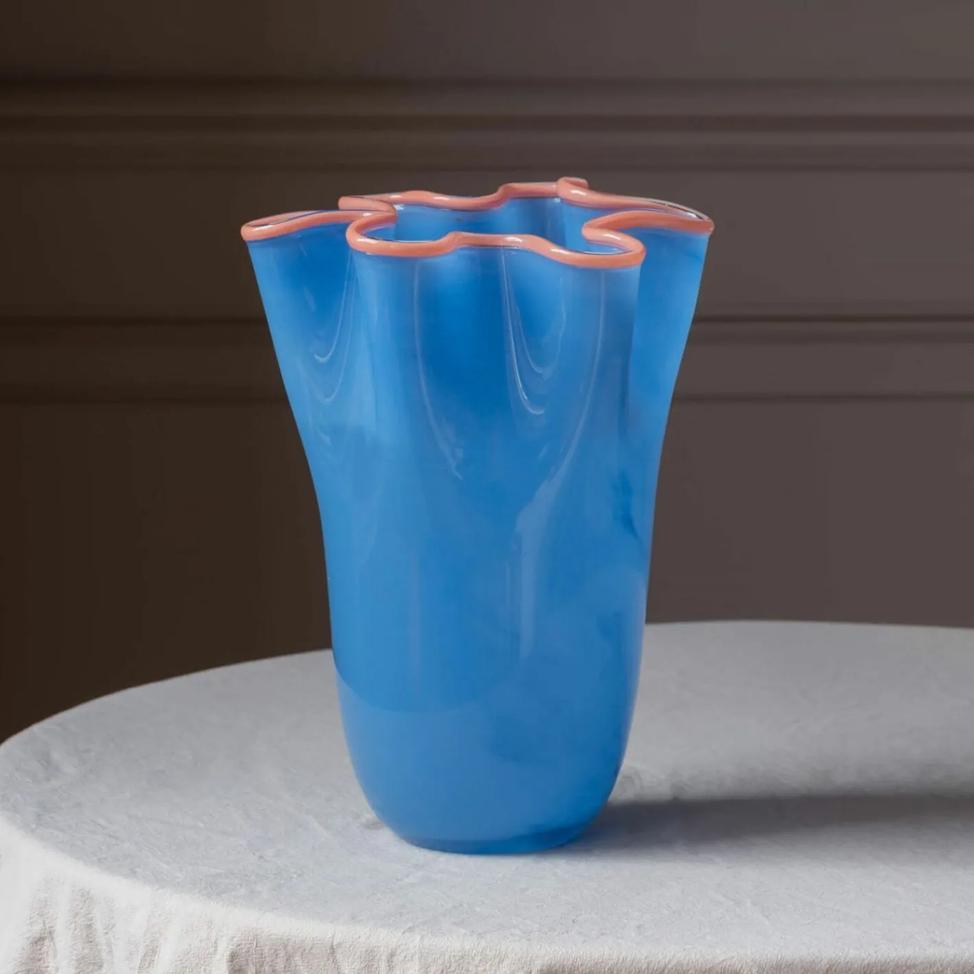Graham & Green Vases & Plant Pots<Blue and Peach Ruffle Vase - Large