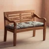 Graham & Green Seat Pads & Bed Rolls|Seat Pads & Bed Rolls<Blue Candy Stripe Bench Seat Pad