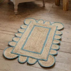 Graham & Green Rugs & Runners<Blue Scalloped Jute Rug 60 x 90cm