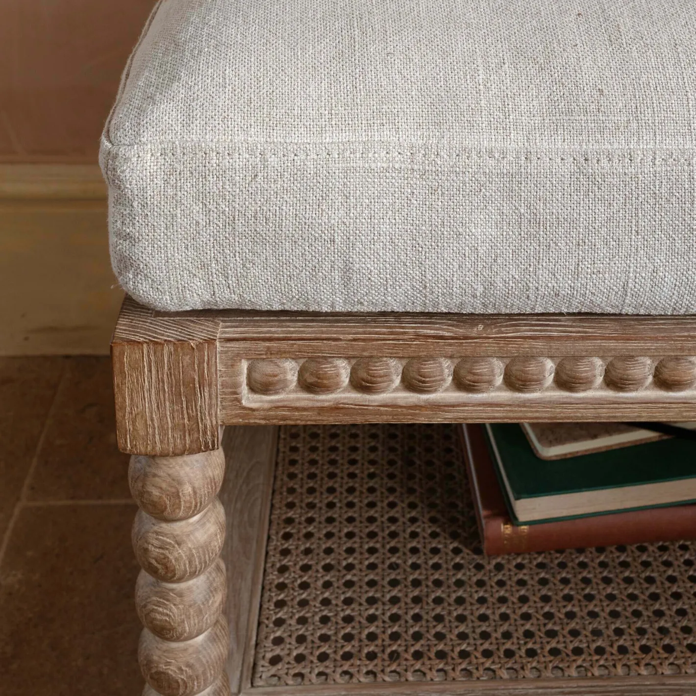 Graham & Green Benches & Ottomans|Ottomans & Benches<Bobbin Natural Linen and Ash Bench