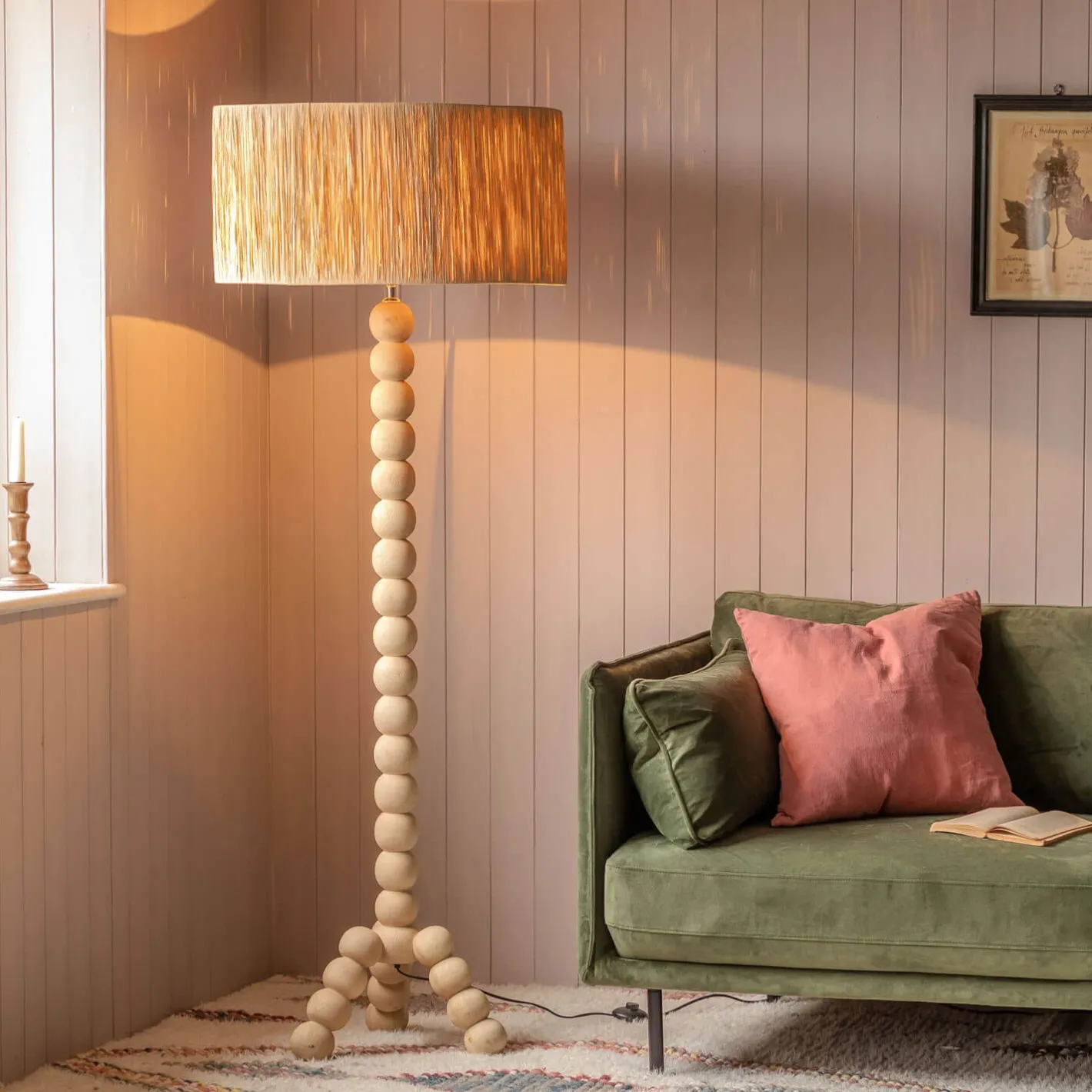 Graham & Green Floor Lamps<Bobbin Tripod Natural Wooded Floor Lamp