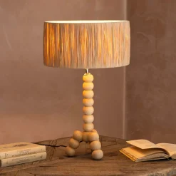 Graham & Green Table Lamps<Bobbin Tripod Natural Wooden Table Lamp