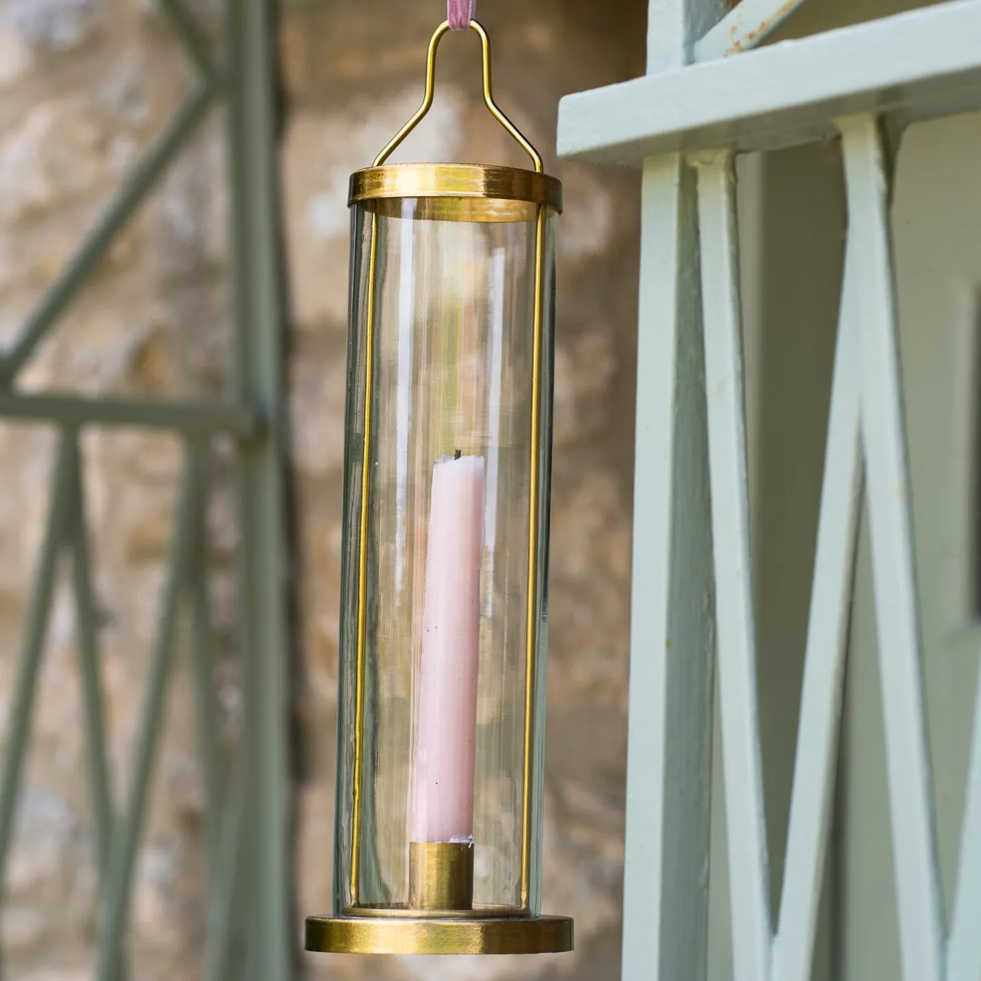 Graham & Green Candle Holders & Candles<Brass Hanging Glass Candle Holder