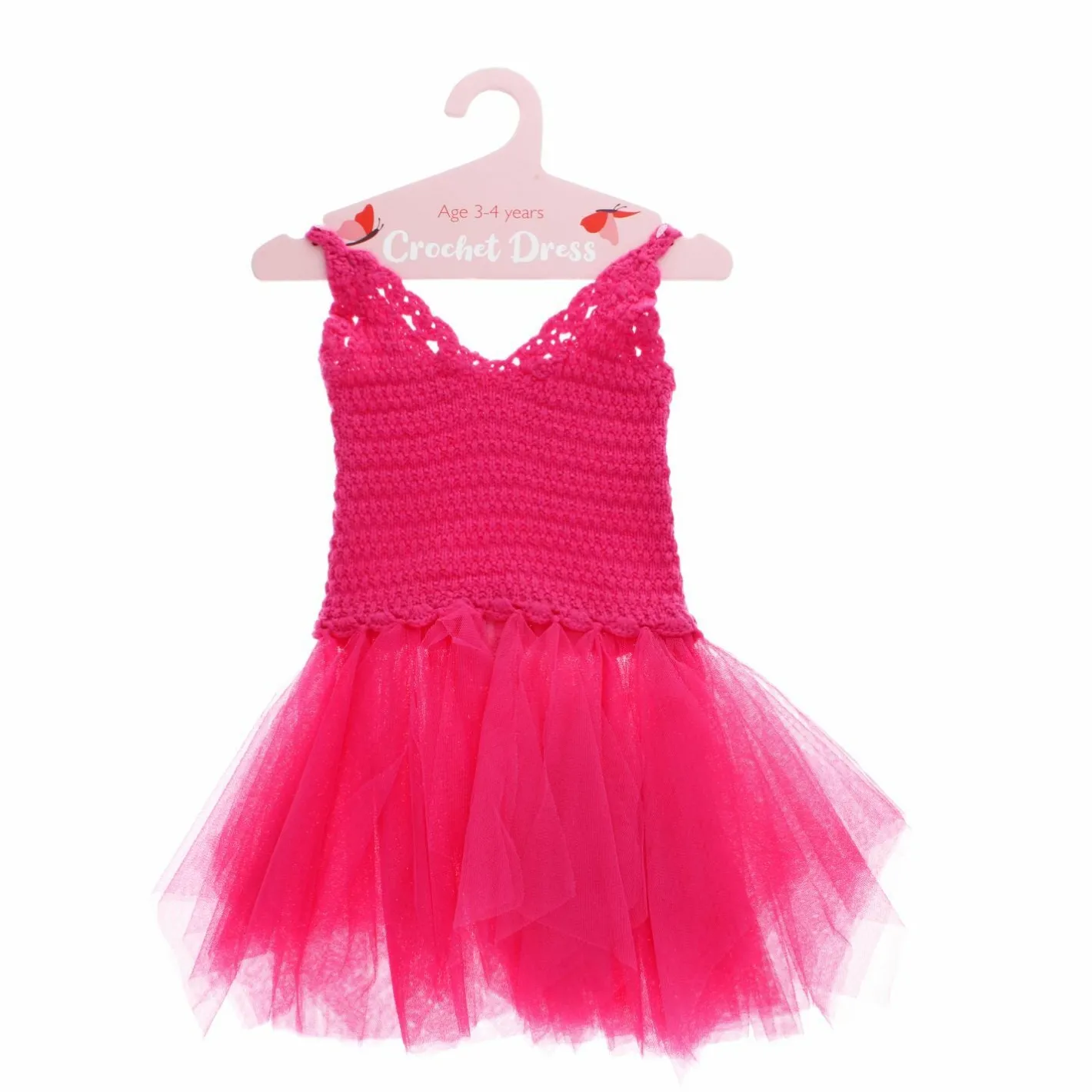 Graham & Green Toys & Dolls<Bright Pink Crochet Dress - Ages 3-4 years