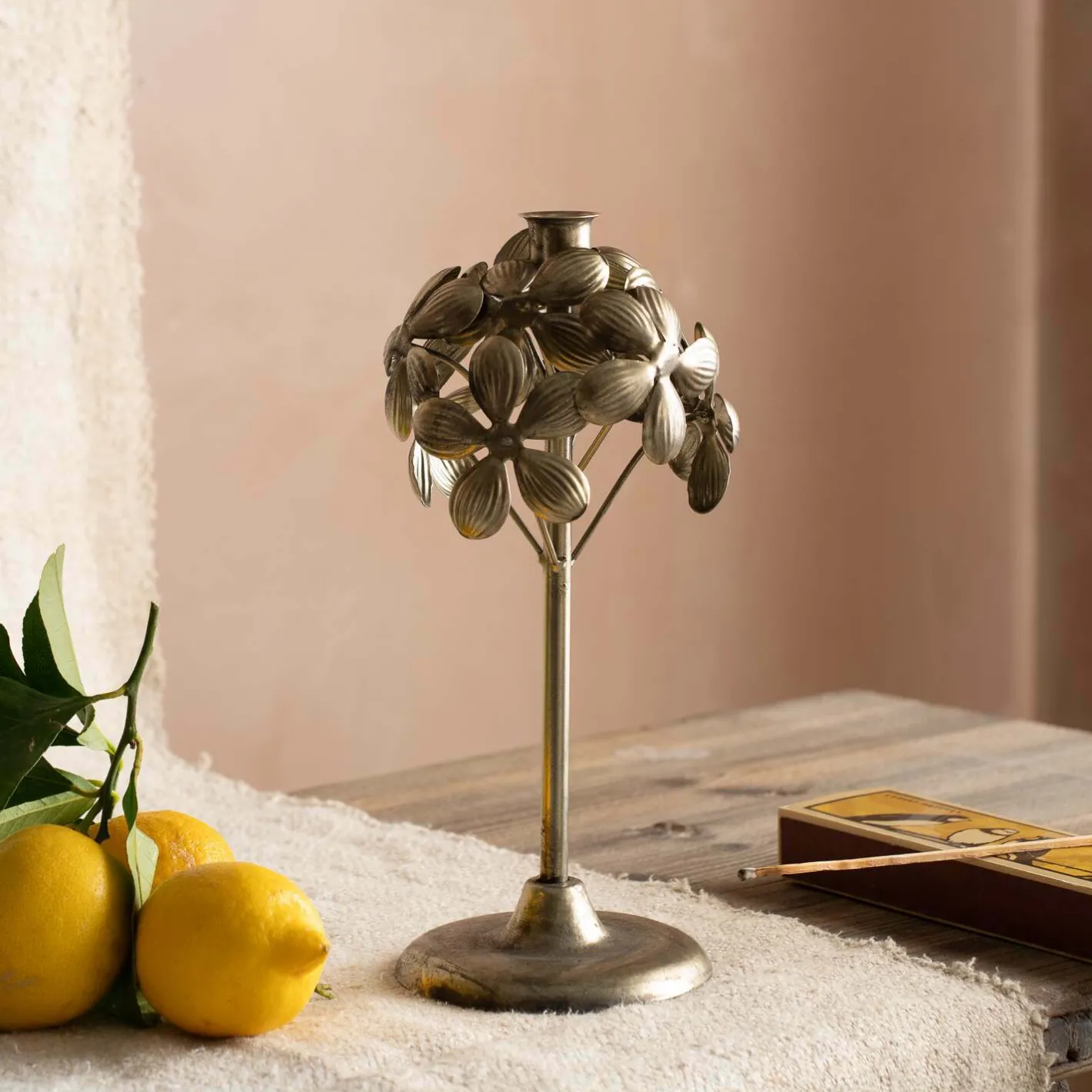 Graham & Green Candle Holders & Candles<Bronze Floral Candle Holder