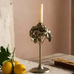 Graham & Green Candle Holders & Candles<Bronze Floral Candle Holder