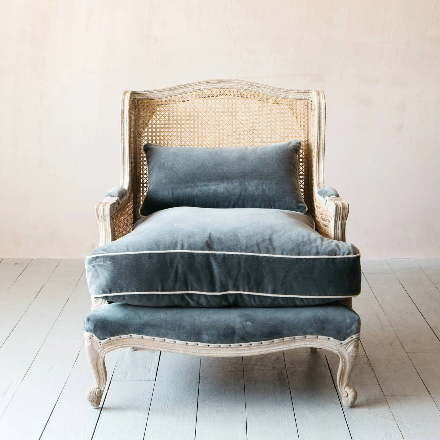 Graham & Green Armchairs<Caden Cane Grey Velvet Armchair