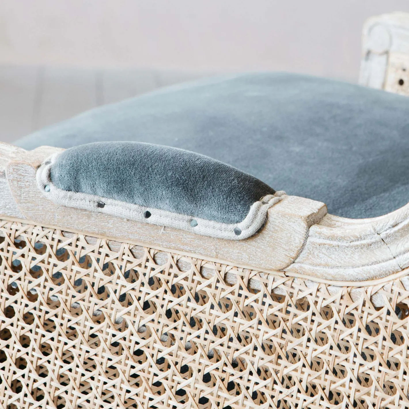 Graham & Green Armchairs<Caden Cane Grey Velvet Armchair