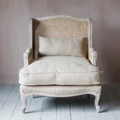 Graham & Green Armchairs<Caden Natural Linen Cane Armchair