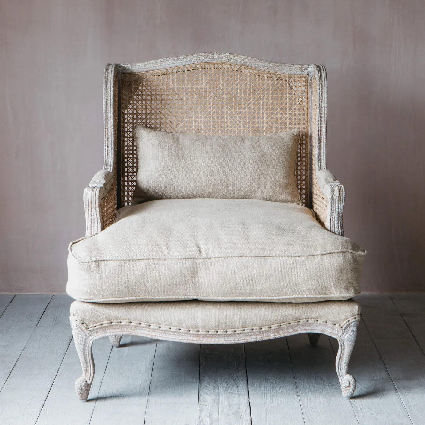 Graham & Green Armchairs<Caden Natural Linen Cane Armchair